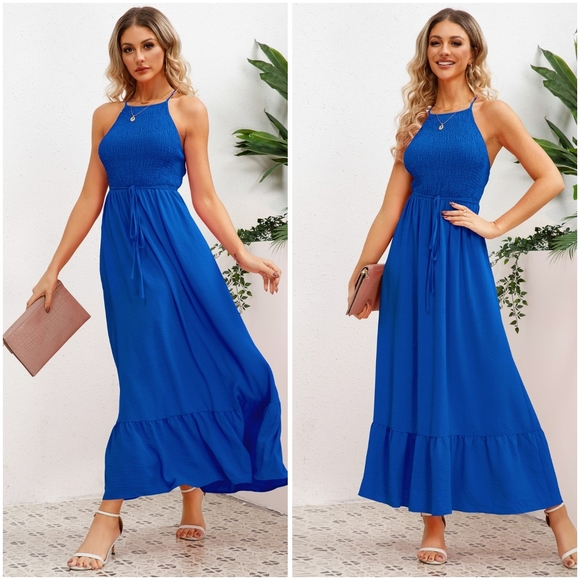 (Out Of Stock) Green Smocked Crisscross Spaghetti Strap Dress - Picture 8 of 10